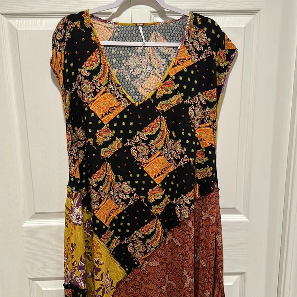 Free People Desert Flower Patchwork Maxi Dress With Pockets